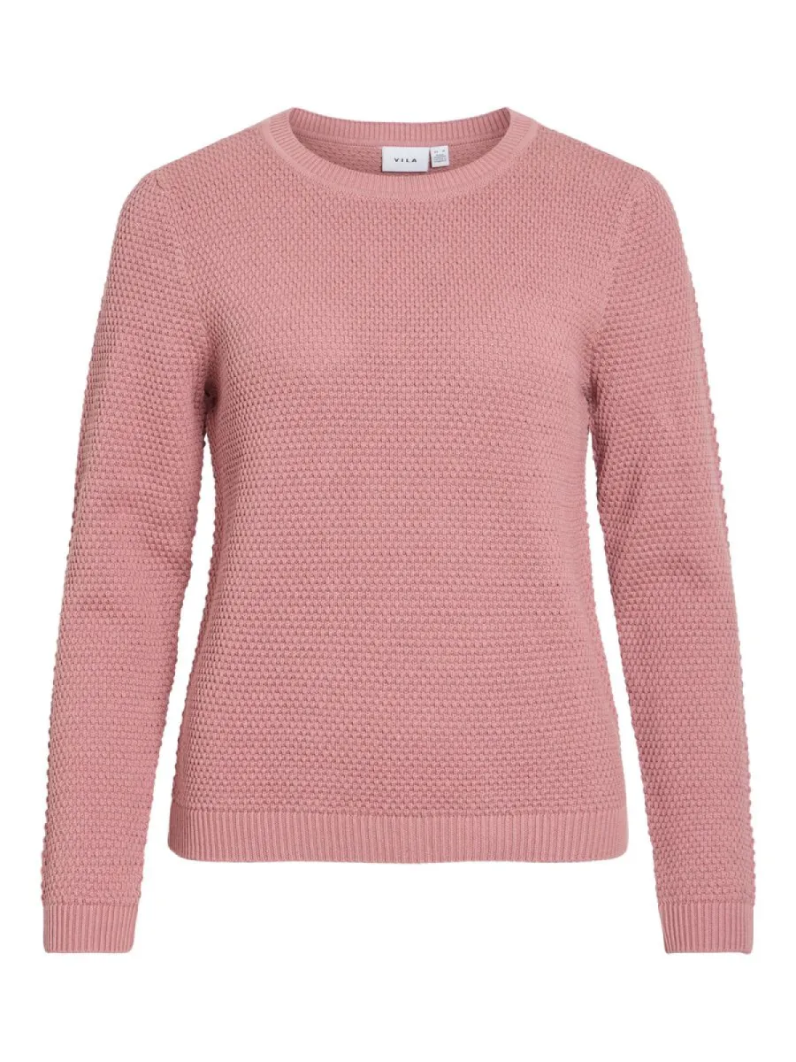 VILA-VIDALO O-NECK L/S KNIT TOP- NOOS-14082767-Nostalgia rose-ROSE