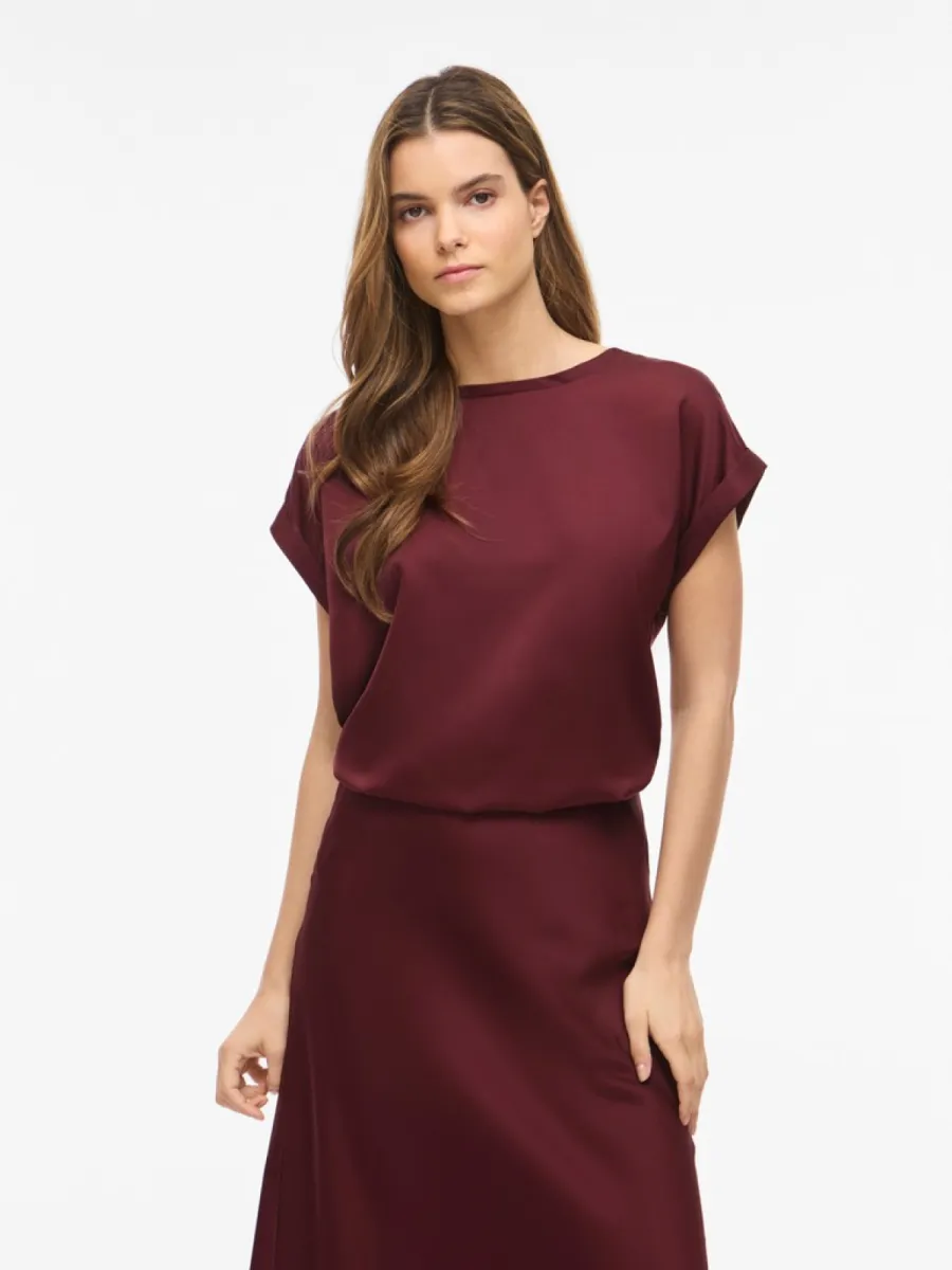 VILA-VIELLETTE S/S SATIN TOP - NOOS-14059563-Port Royale-BORDEAUX