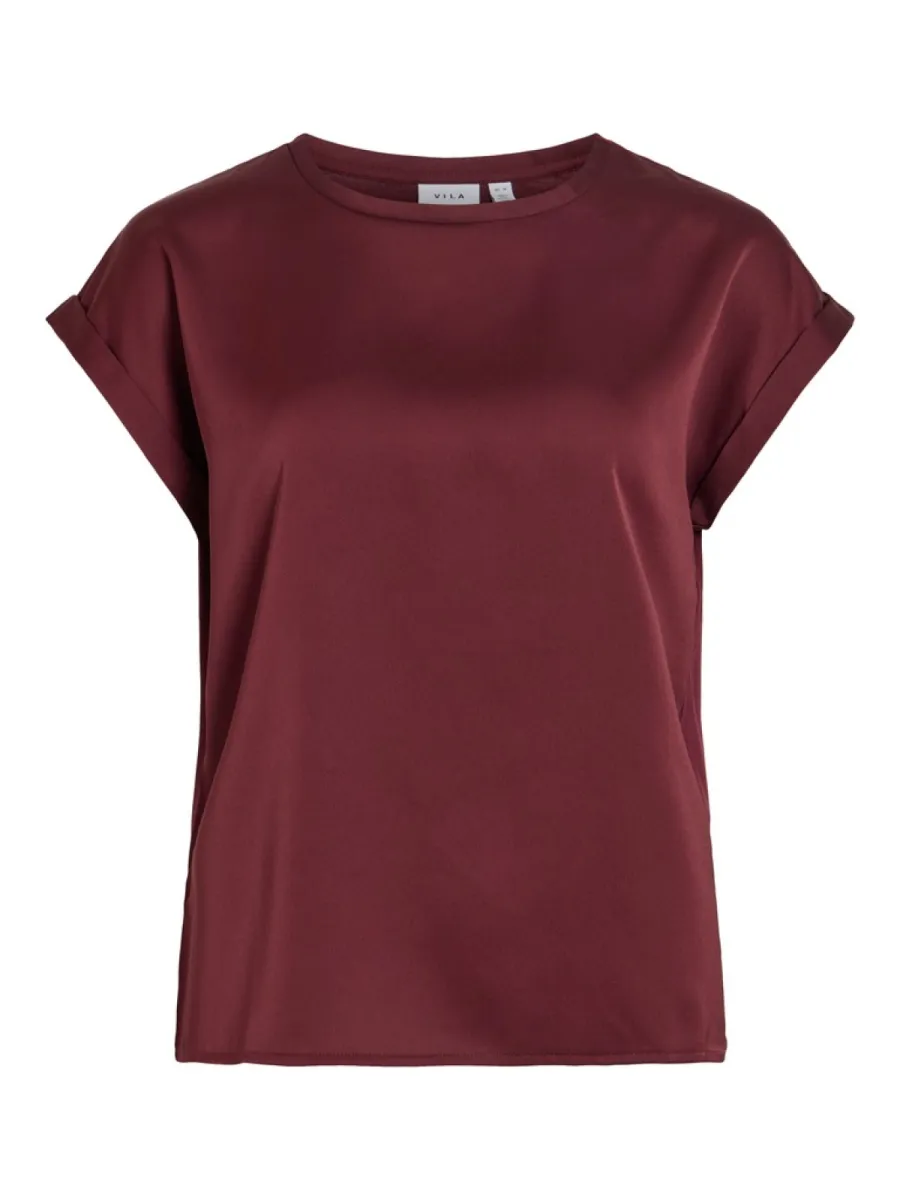 VILA-VIELLETTE S/S SATIN TOP - NOOS-14059563-Port Royale-BORDEAUX