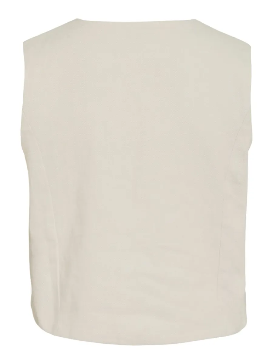 VILA-VIJADO SL TIE DETAIL EMB. VEST-14115634-Birch Slate Black-CREME