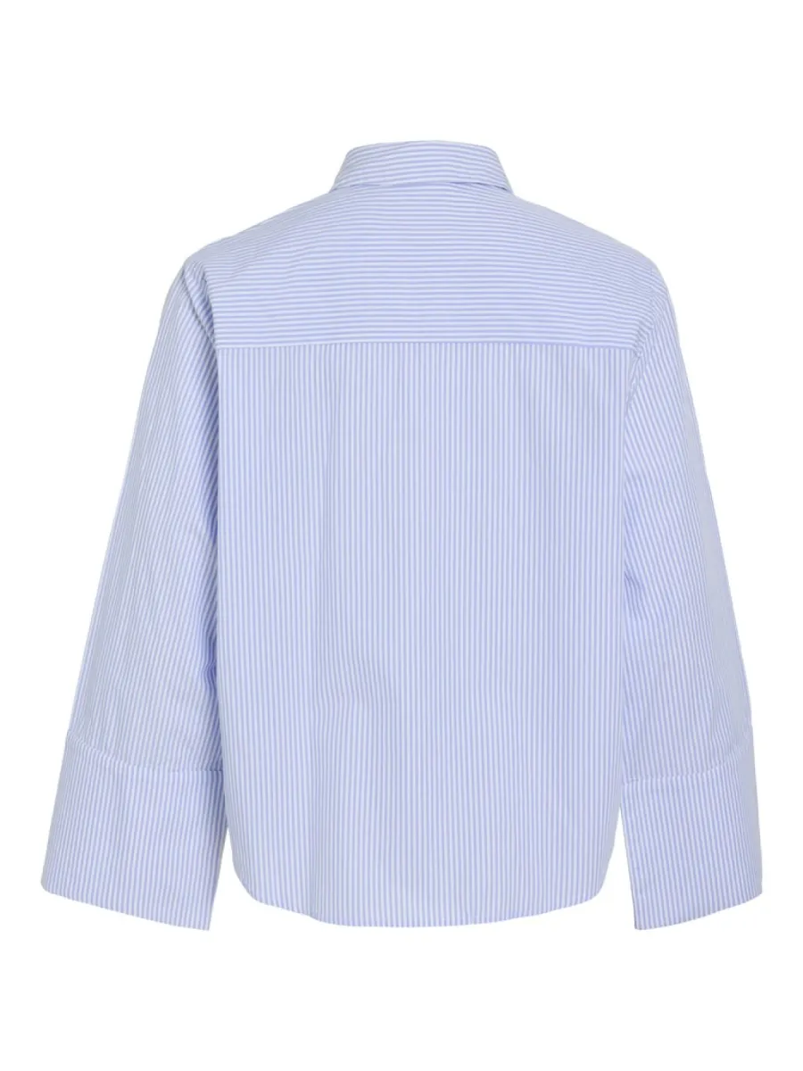 VILA-VIPILINA L/S STRIPED SHIRT/RC-14115470-Snow White-BLAUW COMBINATIE