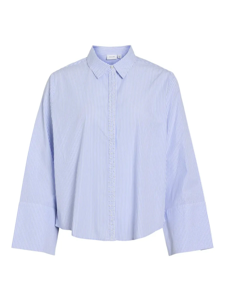 VILA-VIPILINA L/S STRIPED SHIRT/RC-14115470-Snow White-BLAUW COMBINATIE