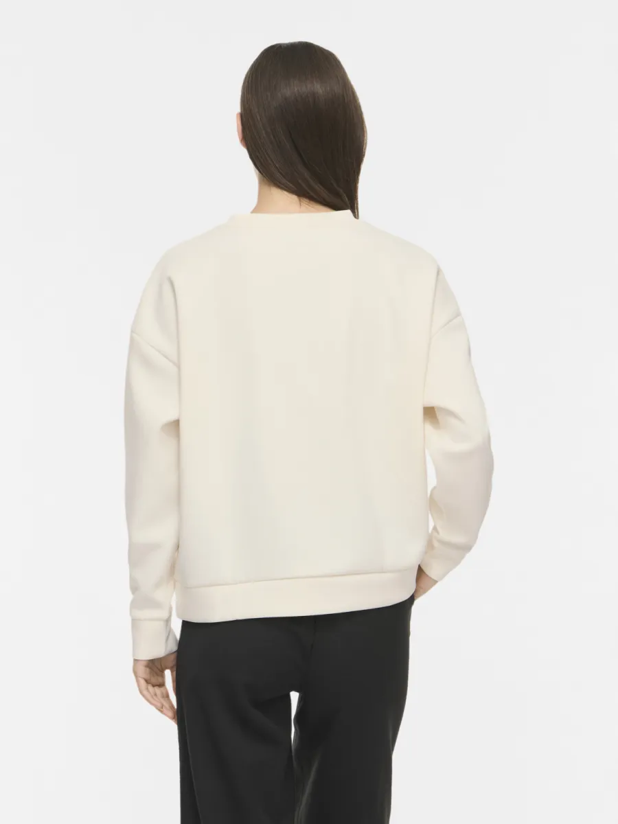 VILA-VIREFLECT O-NECK L/S FROTTE SWEAT T-14117312-Birch Nomad-CREME