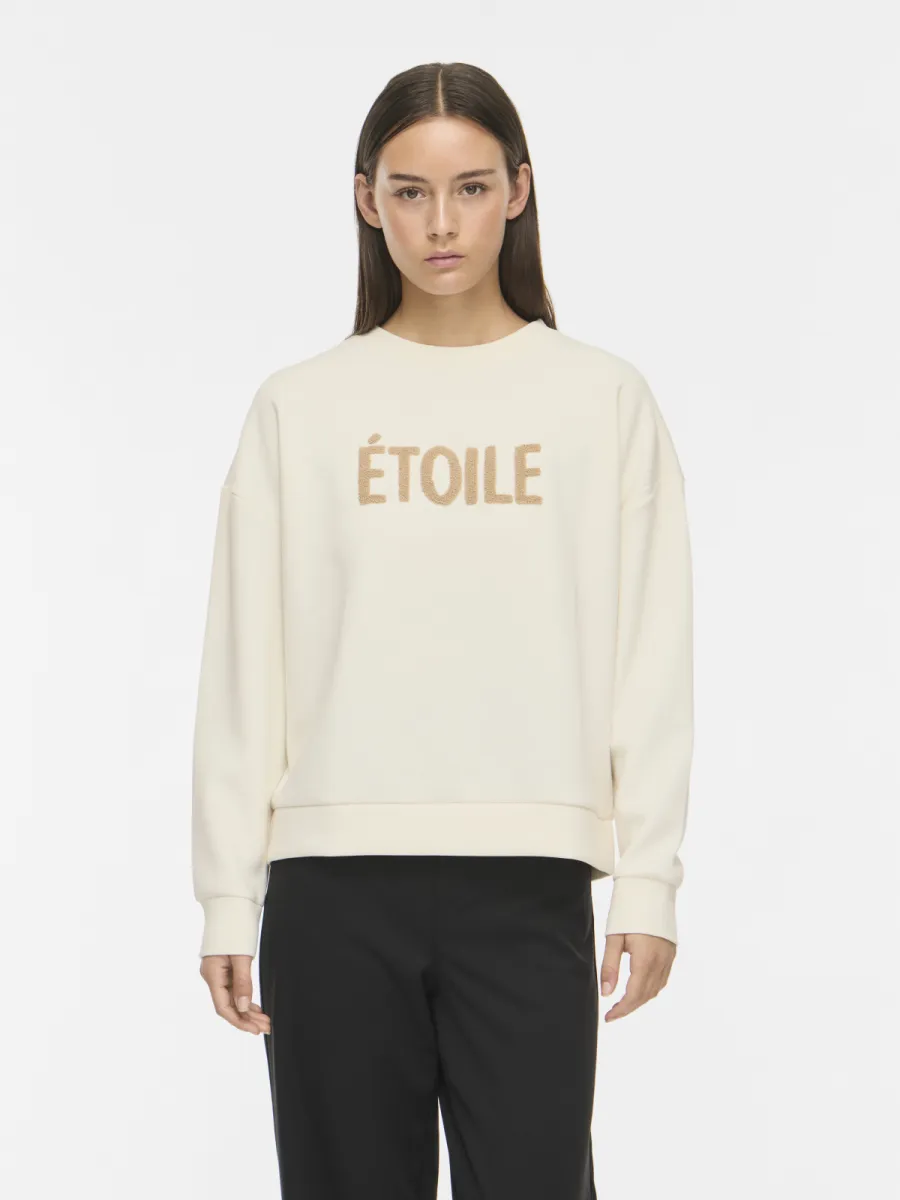 VILA-VIREFLECT O-NECK L/S FROTTE SWEAT T-14117312-Birch Nomad-CREME