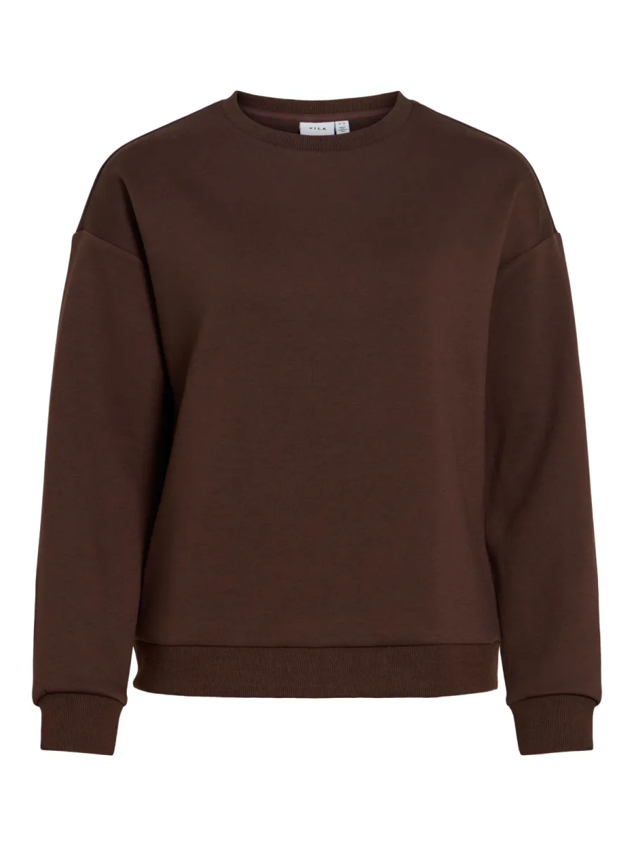 VILA-Visandy l/s sweat top-14103140-Coffee bean-CAFE