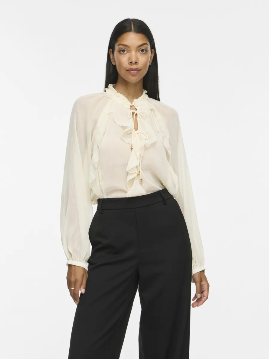 VILA-VITIRO V-NECK L/S FLOUNCE TOP/BFS-14116881-Birch-CREME