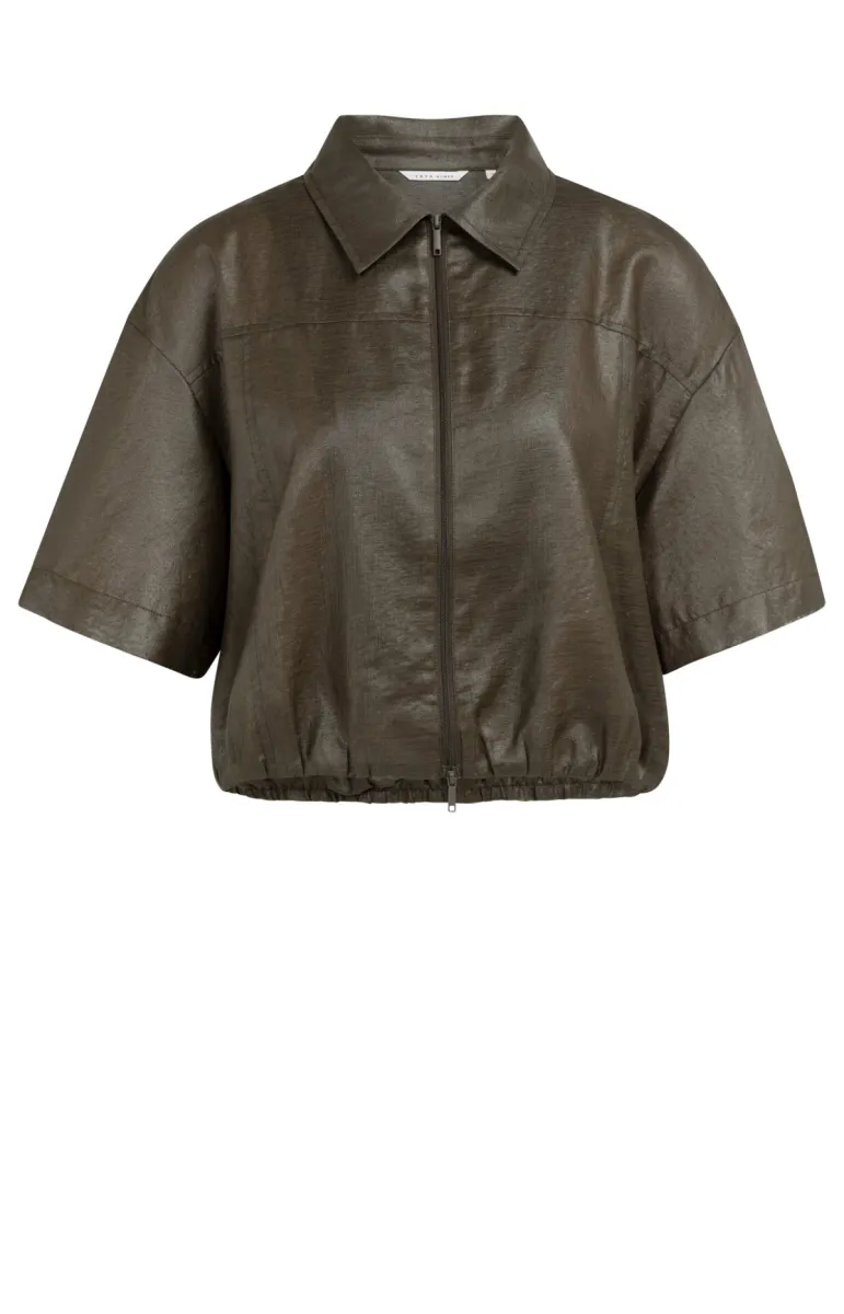 YAYA-Blousejack met gecoate afwerki; Polyester; 90840-01-201233-607-90840-BRUIN