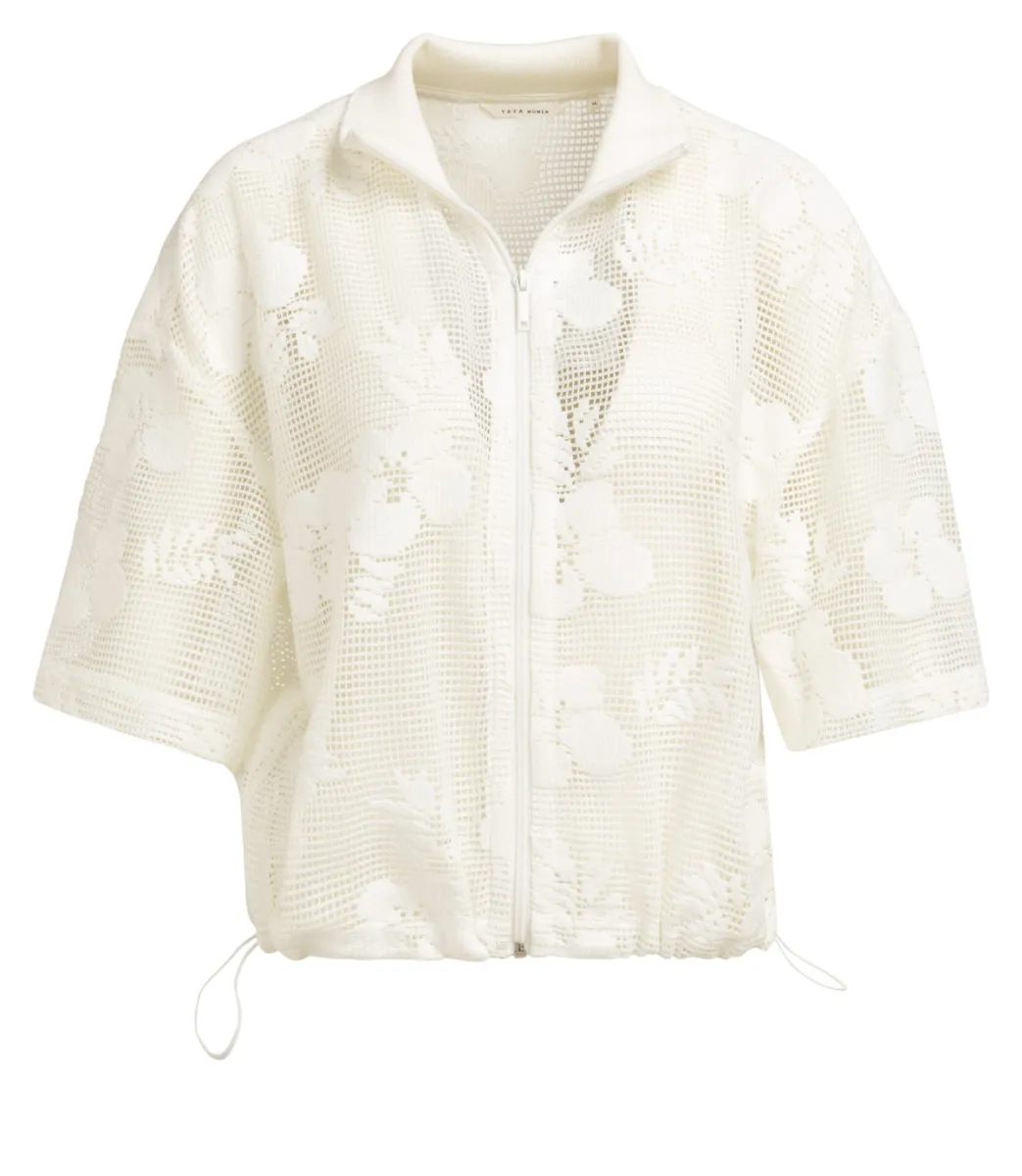 YAYA-Jasje in gehaakte stijl; Polyester/Cotton; 99079-01-201234-607-99079-BEIGE