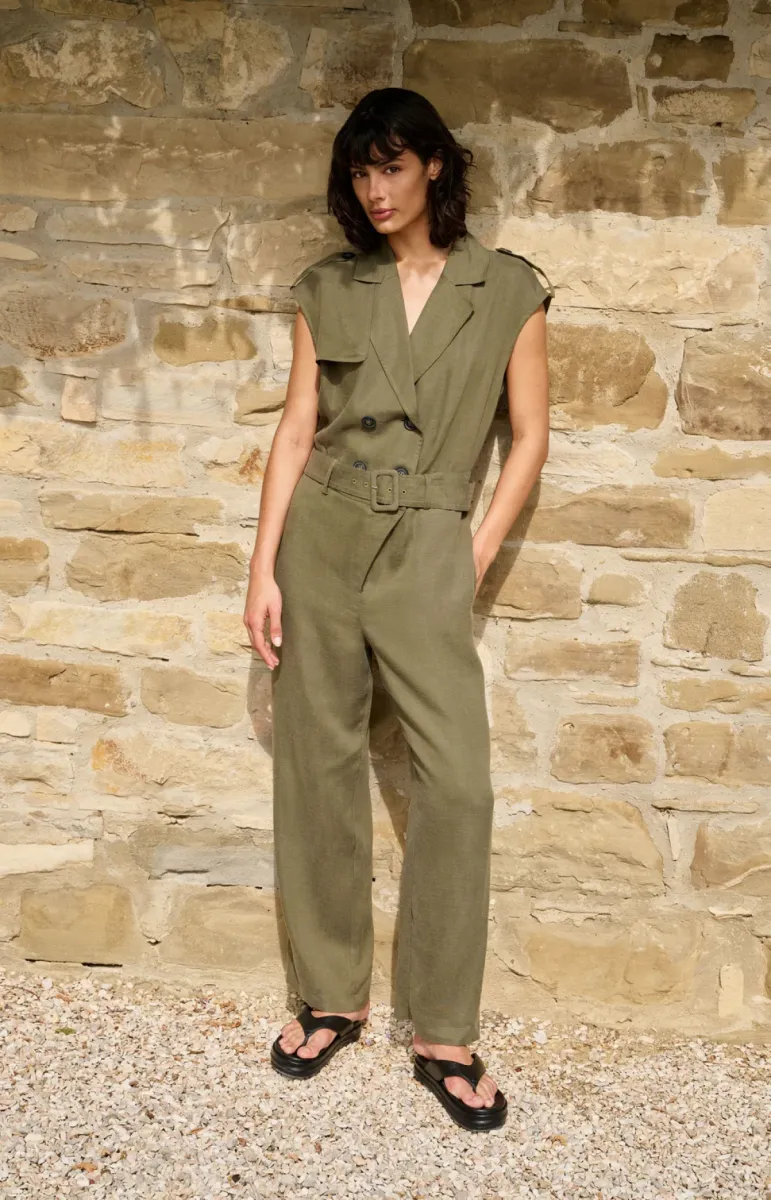 YAYA-Jumpsuit van linnenmix; Lyocell/Viscose/Linen; 99065-01-341026-604-99065-LEGERGROEN