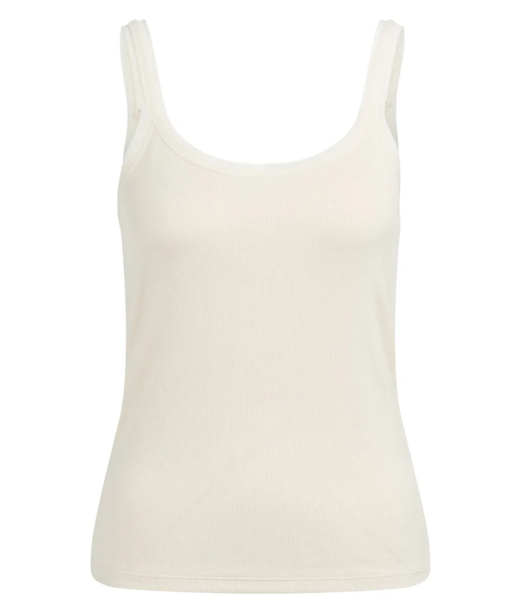 YAYA-Singlet met mesh rand; Viscose/Cotton/Elastane; 99079-01-729053-607-99079-BEIGE