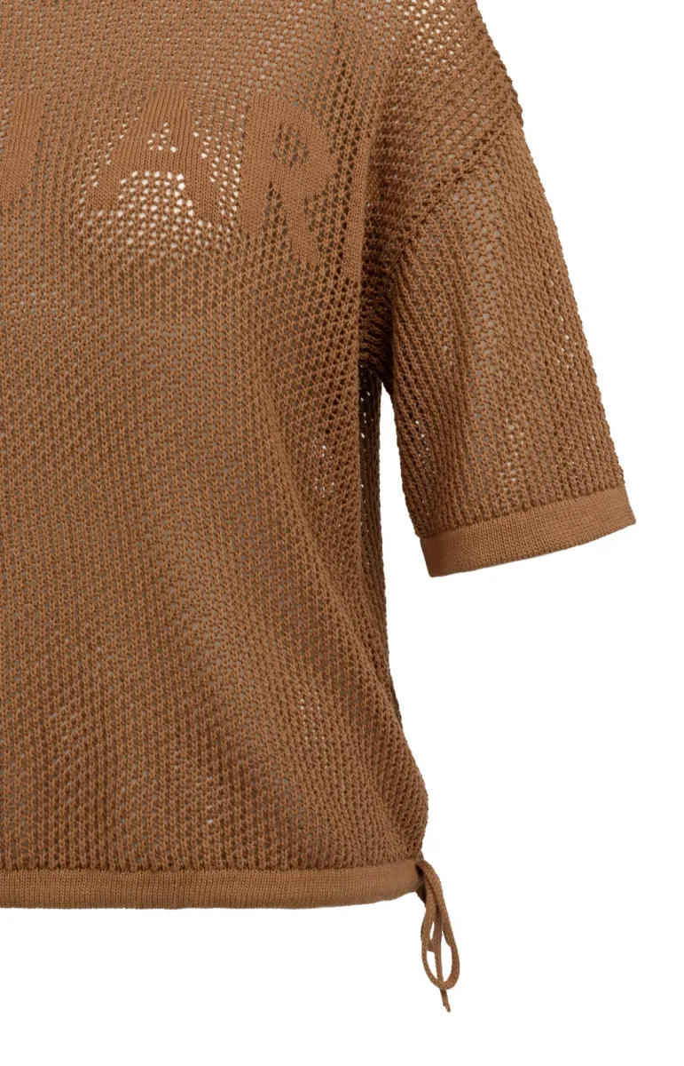 yaya-trui-met-korte-mouw-en-structu-cotton-81025-01-000608-607-81025-bruin-2 YAYA-Trui met korte mouw en structu; Cotton; 81025-01-000608-607-81025-BRUIN