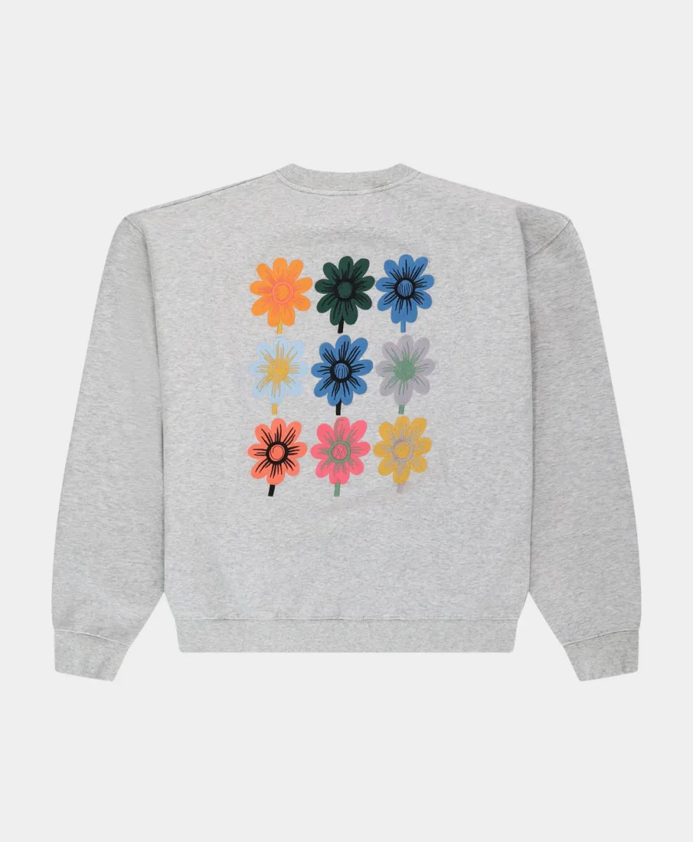 arbor-antwerp-nine-flowers-crewneck-melange-grijs-1 Arbor antwerp--Nine flowers crewneck melange--GRIJS