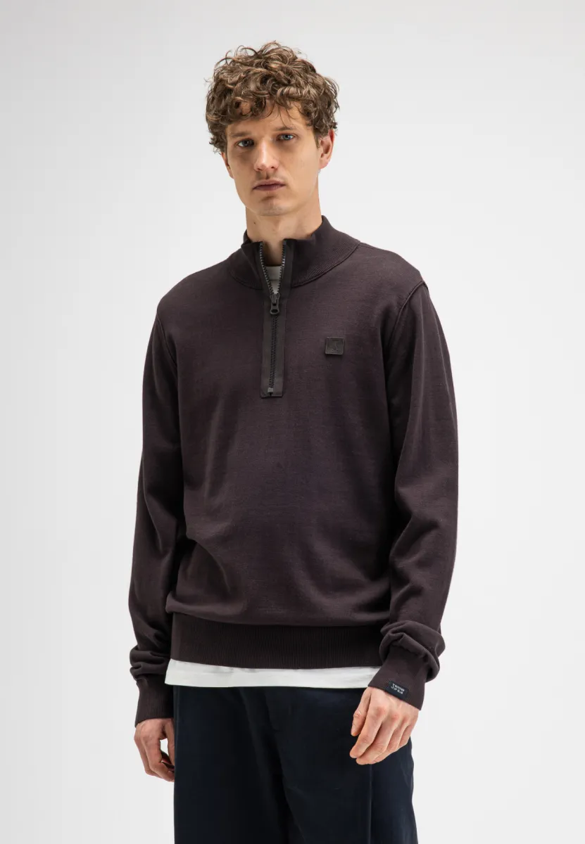 BUTCHER OF BLUE-Clifden Co Half Zip-M2616053-694 Topaz Brown-CREME