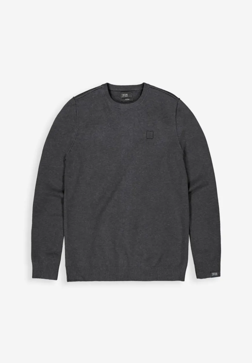 BUTCHER OF BLUE-Clifden crew-M2626101-913 Black melange-ZWART