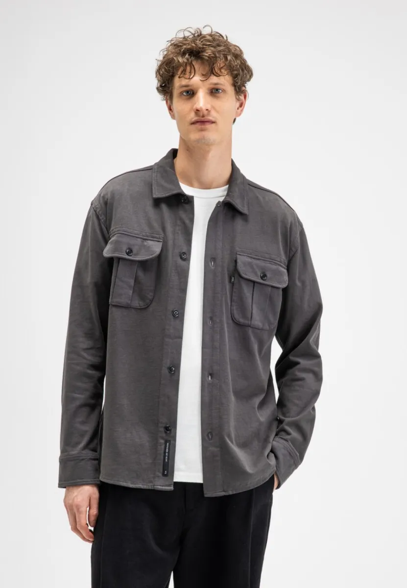 BUTCHER OF BLUE-Phil Peached Jersey Overshirt-M2624015-9001 Agatha Grey-DONKER GRIJS/GRAFIET