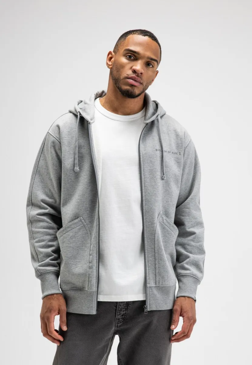 BUTCHER OF BLUE-QCC HDD Zip sw-M2623026-133 Grey Melange-GRIJS