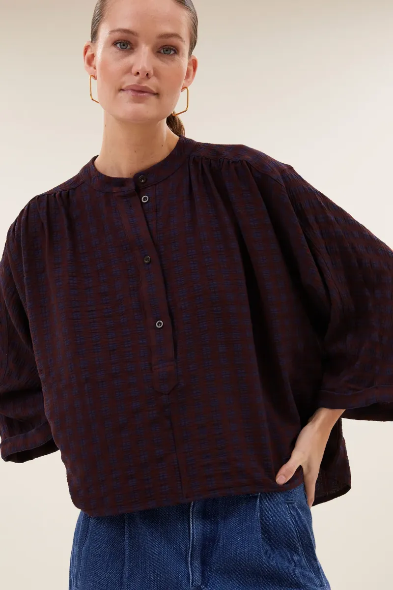 by-bar-jess-blouse-26412066-1341-wine-check-rood-1 By-bar-jess blouse-26412066-1341 wine check-ROOD