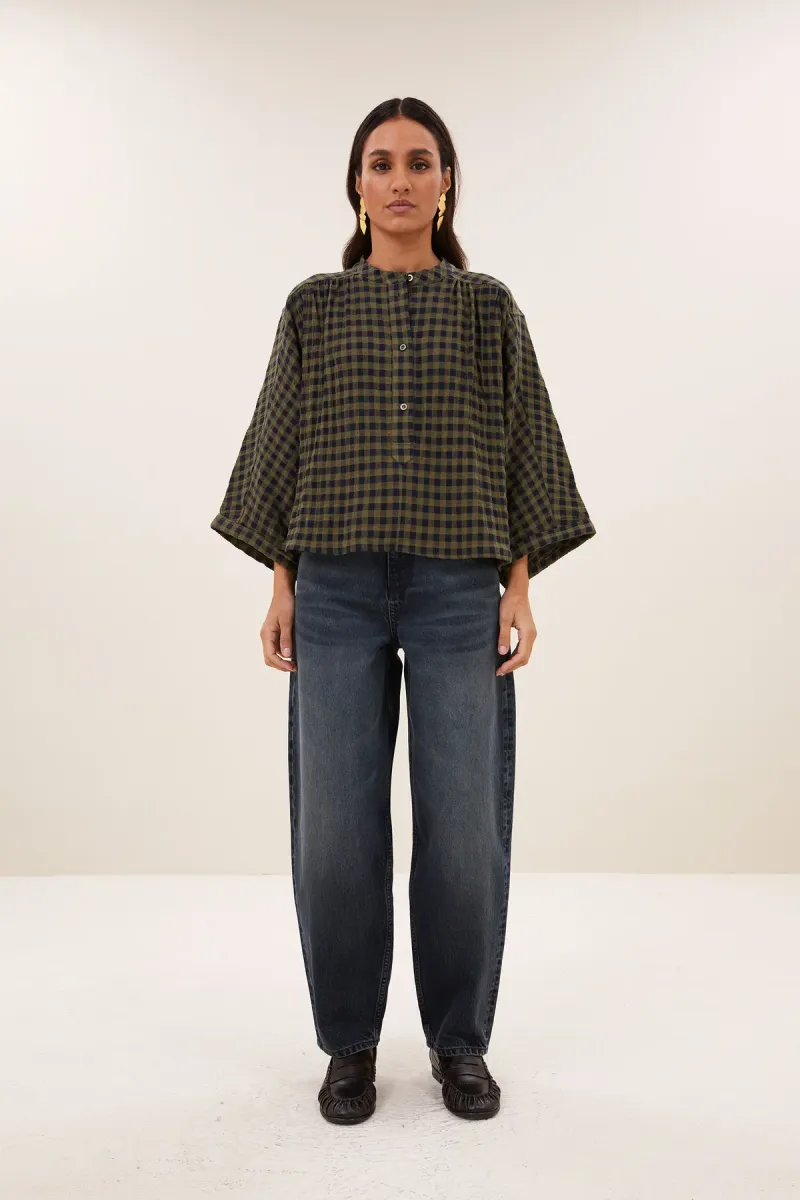 by-bar-jess-blouse-26412066-1411-olive-check-olijf-2 By-bar-jess blouse-26412066-1411 olive check-OLIJF