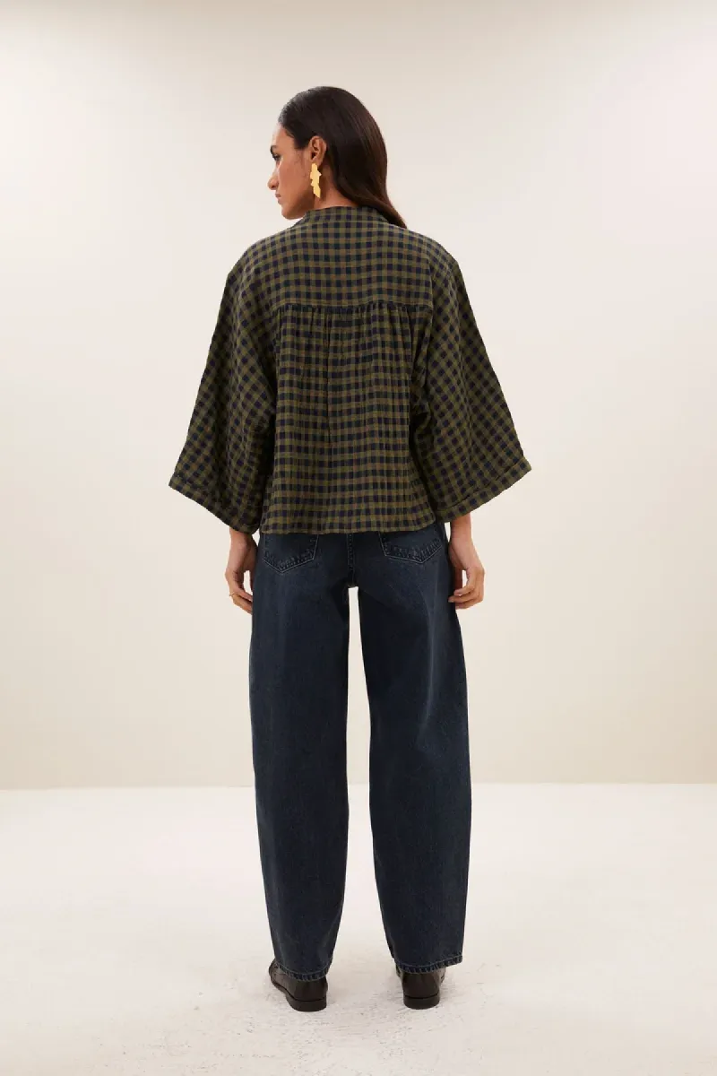 by-bar-jess-blouse-26412066-1411-olive-check-olijf-3 By-bar-jess blouse-26412066-1411 olive check-OLIJF