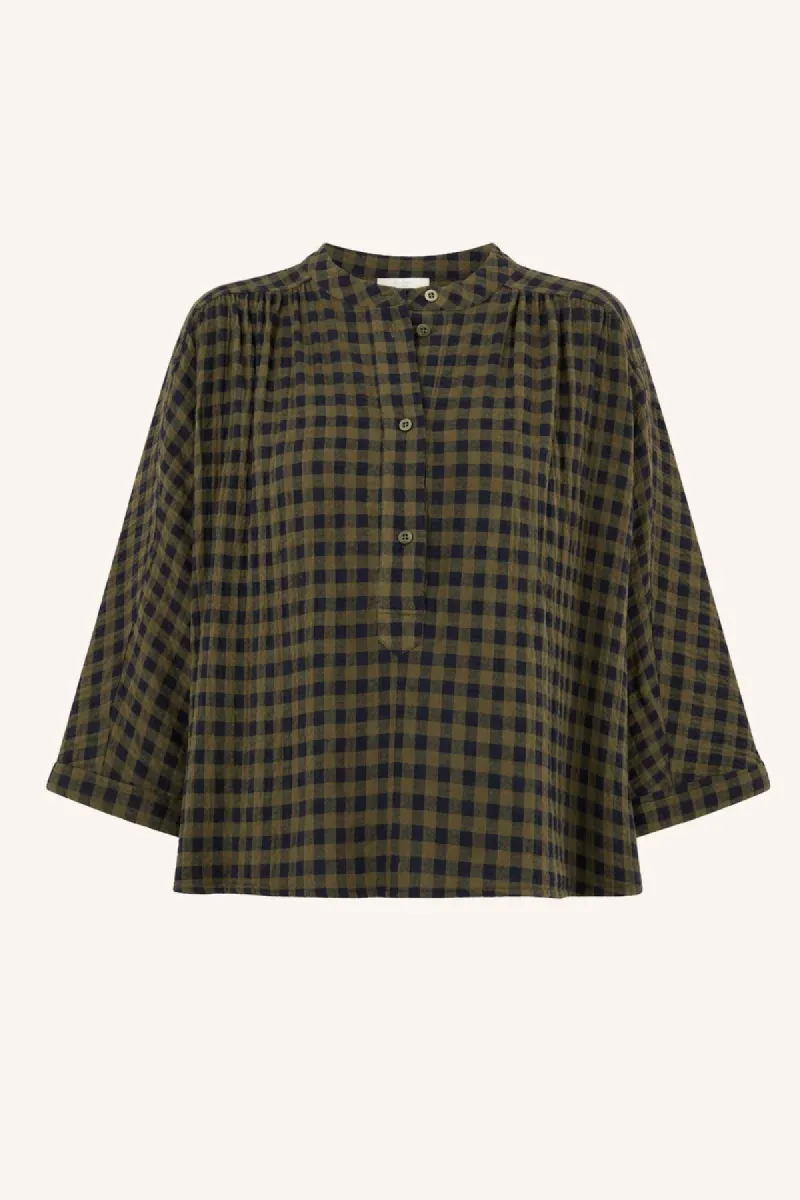 By-bar-jess blouse-26412066-1411 olive check-OLIJF