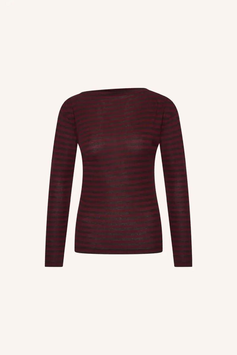 By-bar-leya melange stripe top-26411117-776 pecan-ROOD