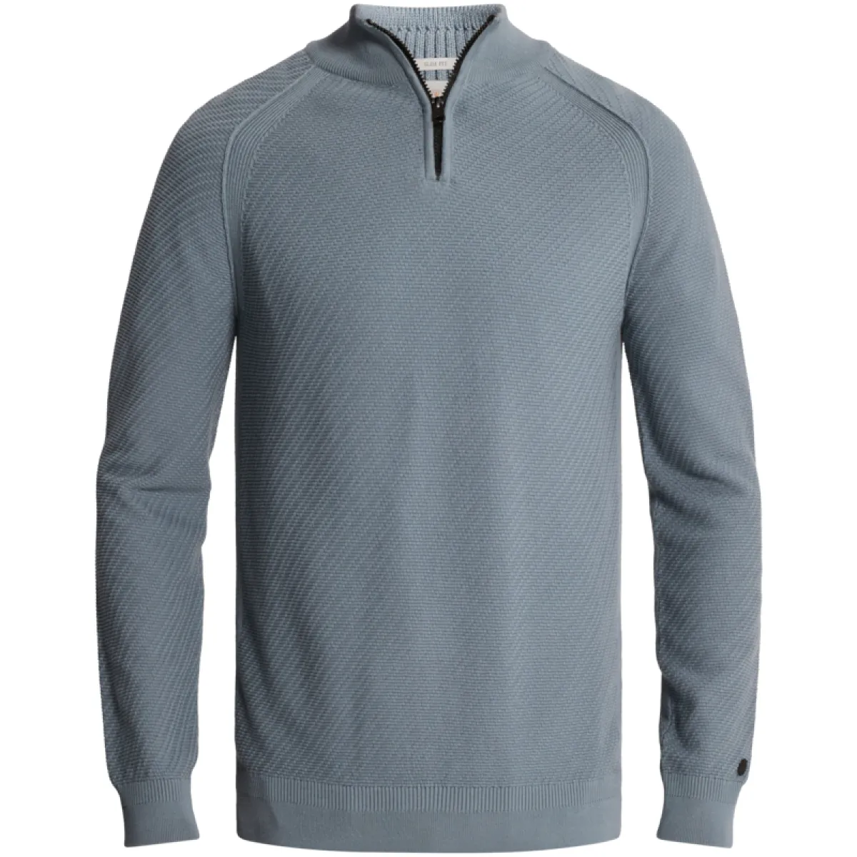 CAST IRON-Half zip collar slim fit cotton ease-CKW2608302-5146 Blue mirage-BLAUW
