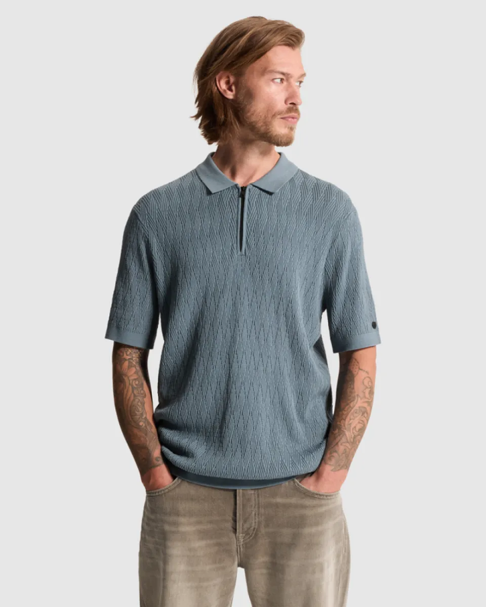 CAST IRON-Short sleeve polo regular fit cott-CPSS2608850-5146-BLAUW