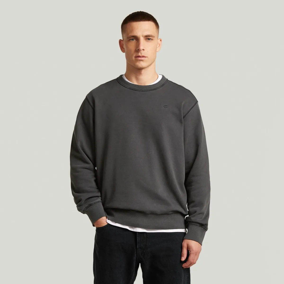 G-STAR-Unit washed r sw ls-D30661-D969-B564 Dk black gd-ZWART