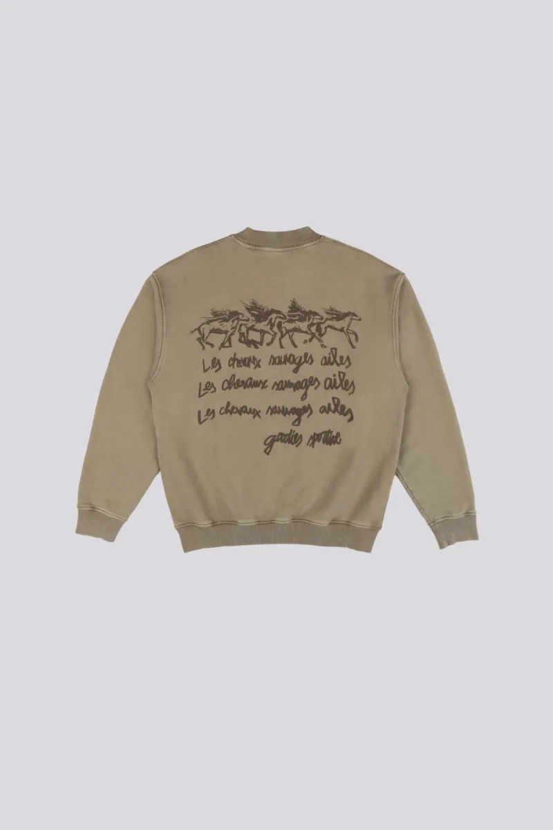 Goodies Sportive-les chevaux sauvages crewneck-LCSC26-Olive green-OLIJF