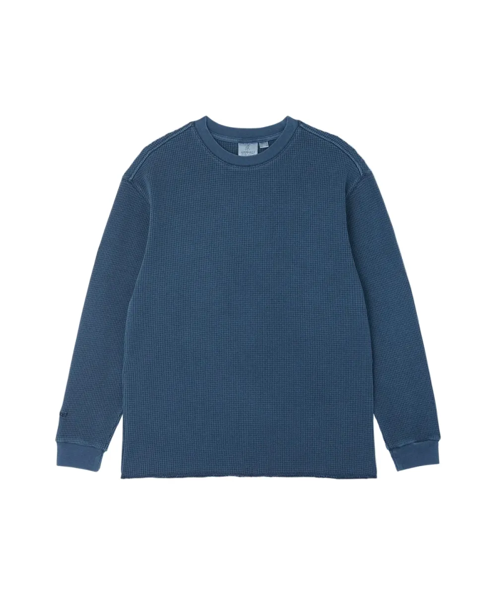 Gramicci-Waffle crew-G6FM-J041-Dark navy pigment-NAVY