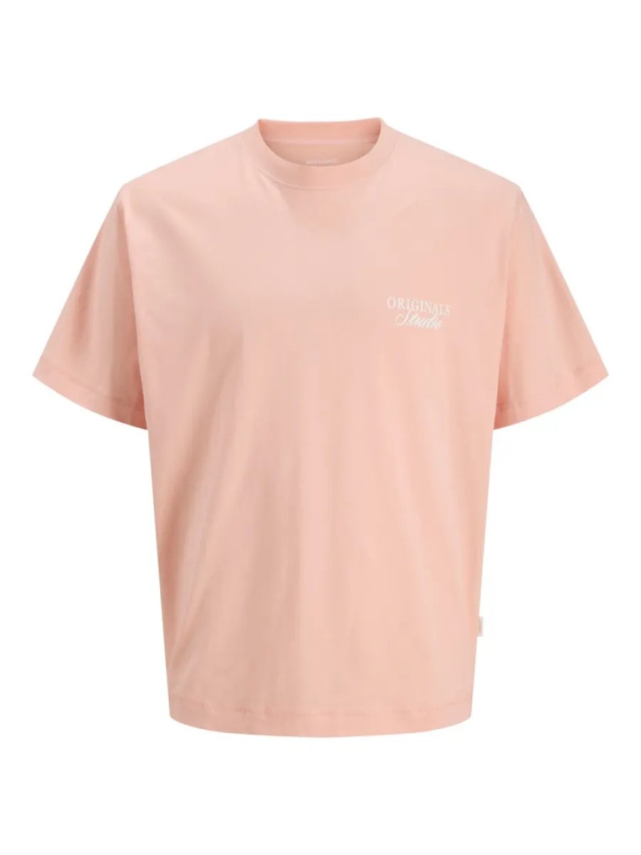 JACK & JONES-JORNORREBRO TYPO TEE SS CREW NECK N-12282898-Peach melba-PERZIK