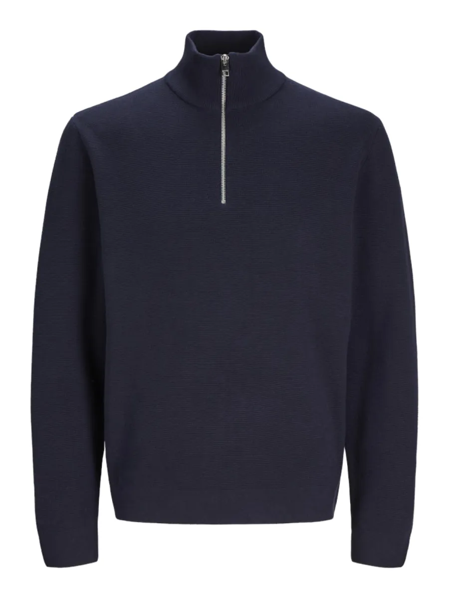 JACK & JONES-JPRBLAMILANO STITCH KNIT HALF ZIP S-12259664-Night sky-MARINE