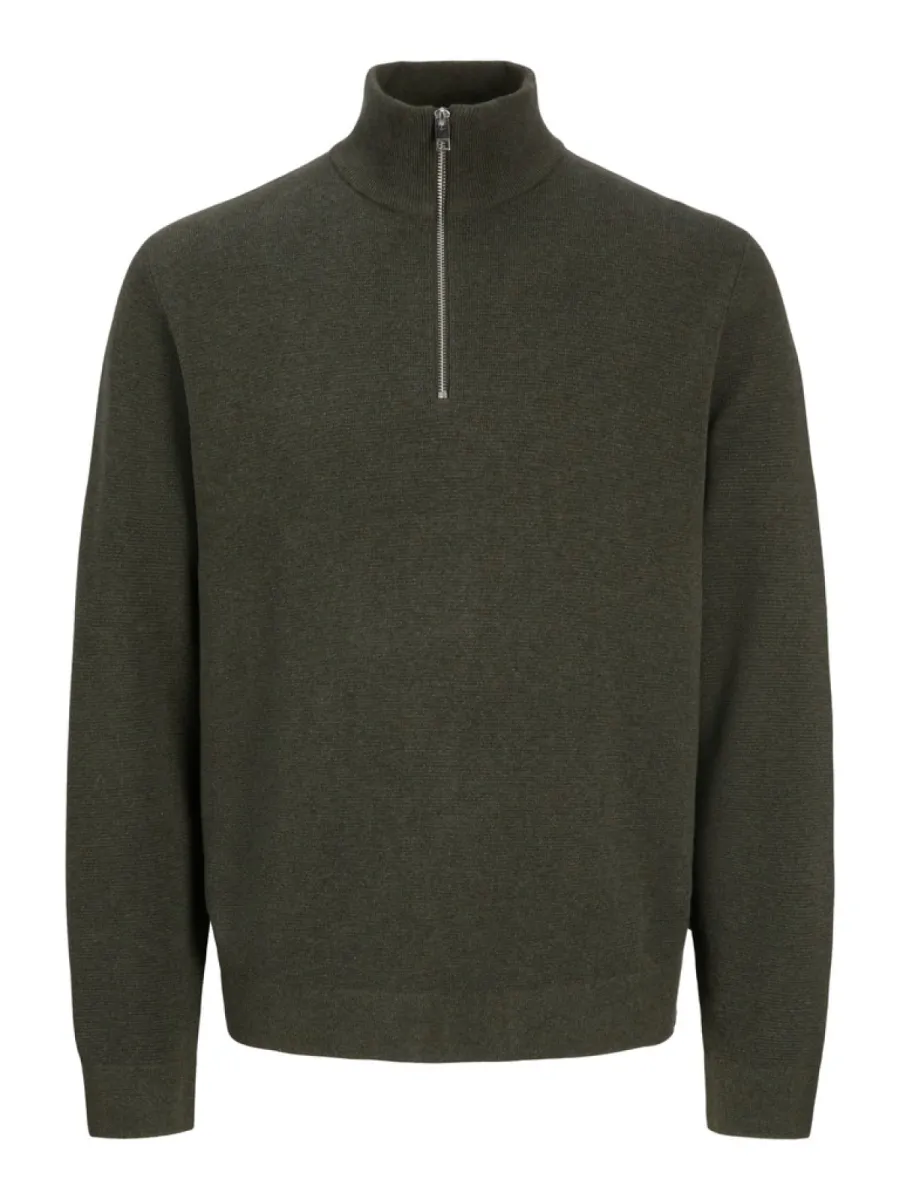 JACK & JONES-JPRBLAMILANO STITCH KNIT HALF ZIP S-12259664-Rosin-GROEN