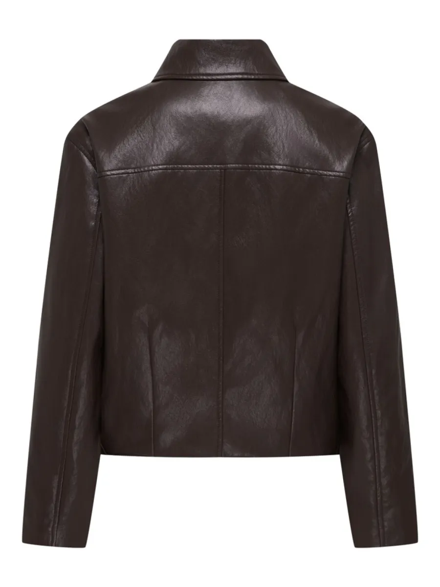 JDY-JDYAURORA FAUX LEATHER JACKET OTW S-15379770-Chocolate Torte-CHOCOLADE