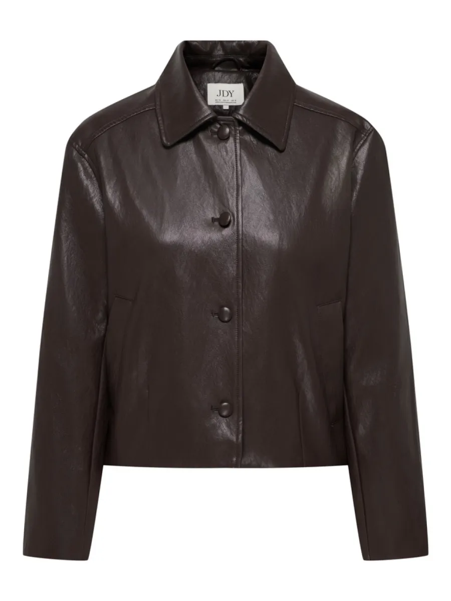 JDY-JDYAURORA FAUX LEATHER JACKET OTW S-15379770-Chocolate Torte-CHOCOLADE