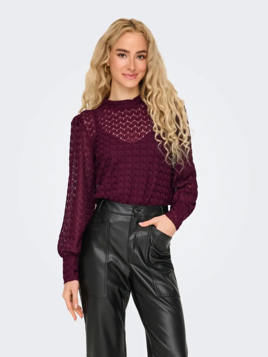 JDY-JDYAVERY L/S LACE TOP JRS NOOS-15268408-Fig-BORDEAUX