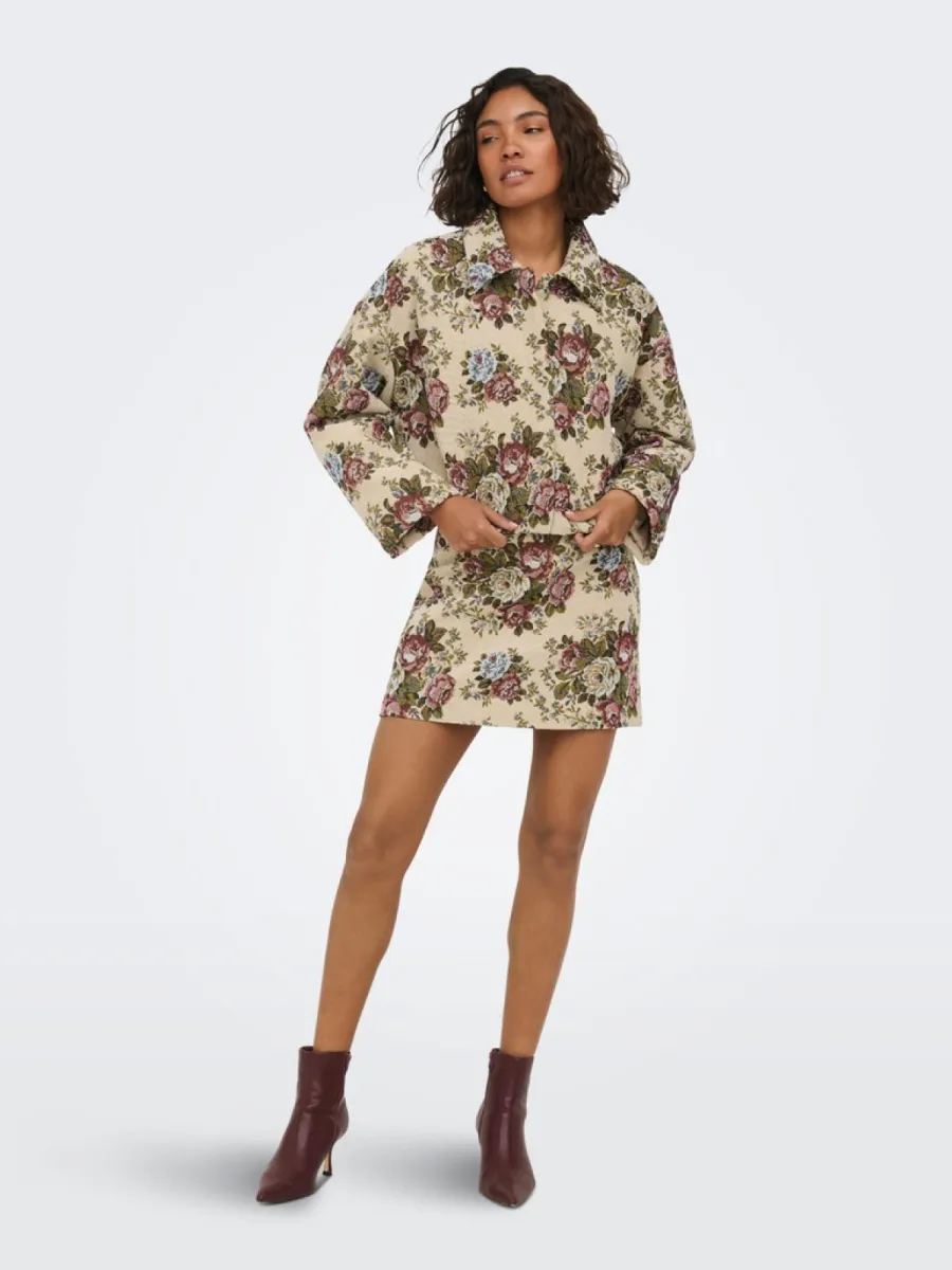 JDY-JDYFLOLA L/S JACQUARD JACKET WVN-15380757-Creme Brulee-CREME