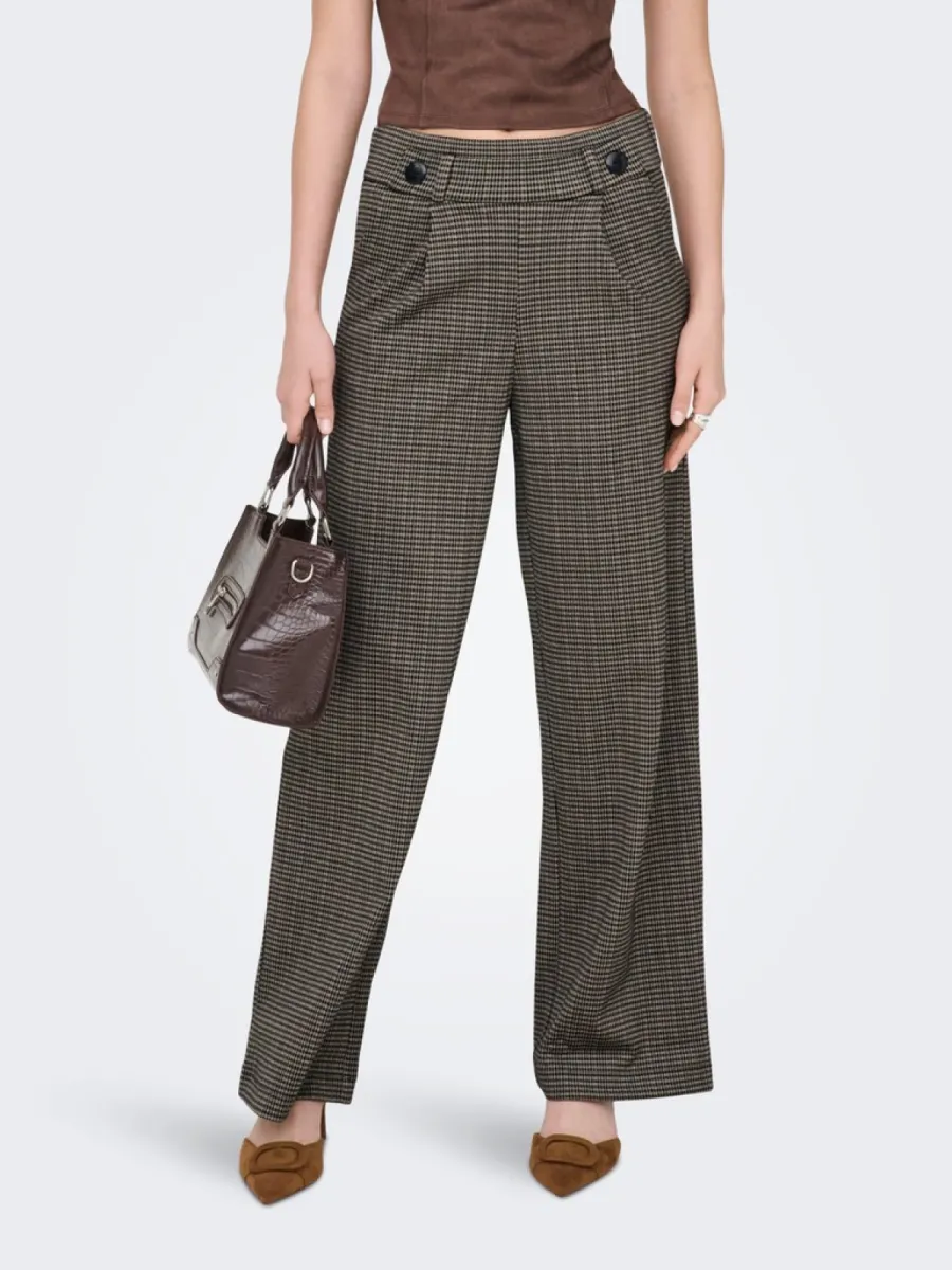 JDY-JDYGEGGO MIA LONG CHECK PANT JRS NO-15242797-Cobblestone-BRUIN