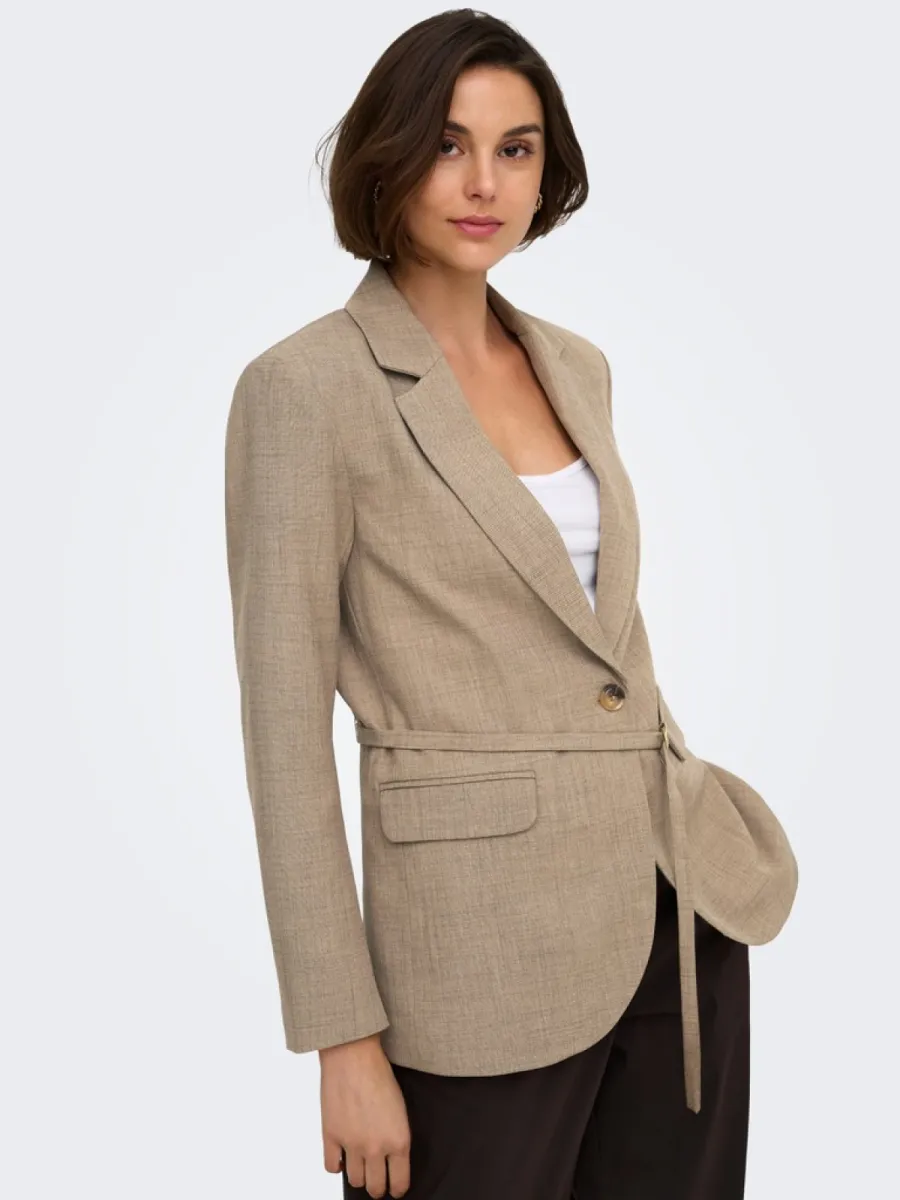 JDY-JDYHAZE L/S BELT BLAZER TLR-15376556-Fossil-ZAND