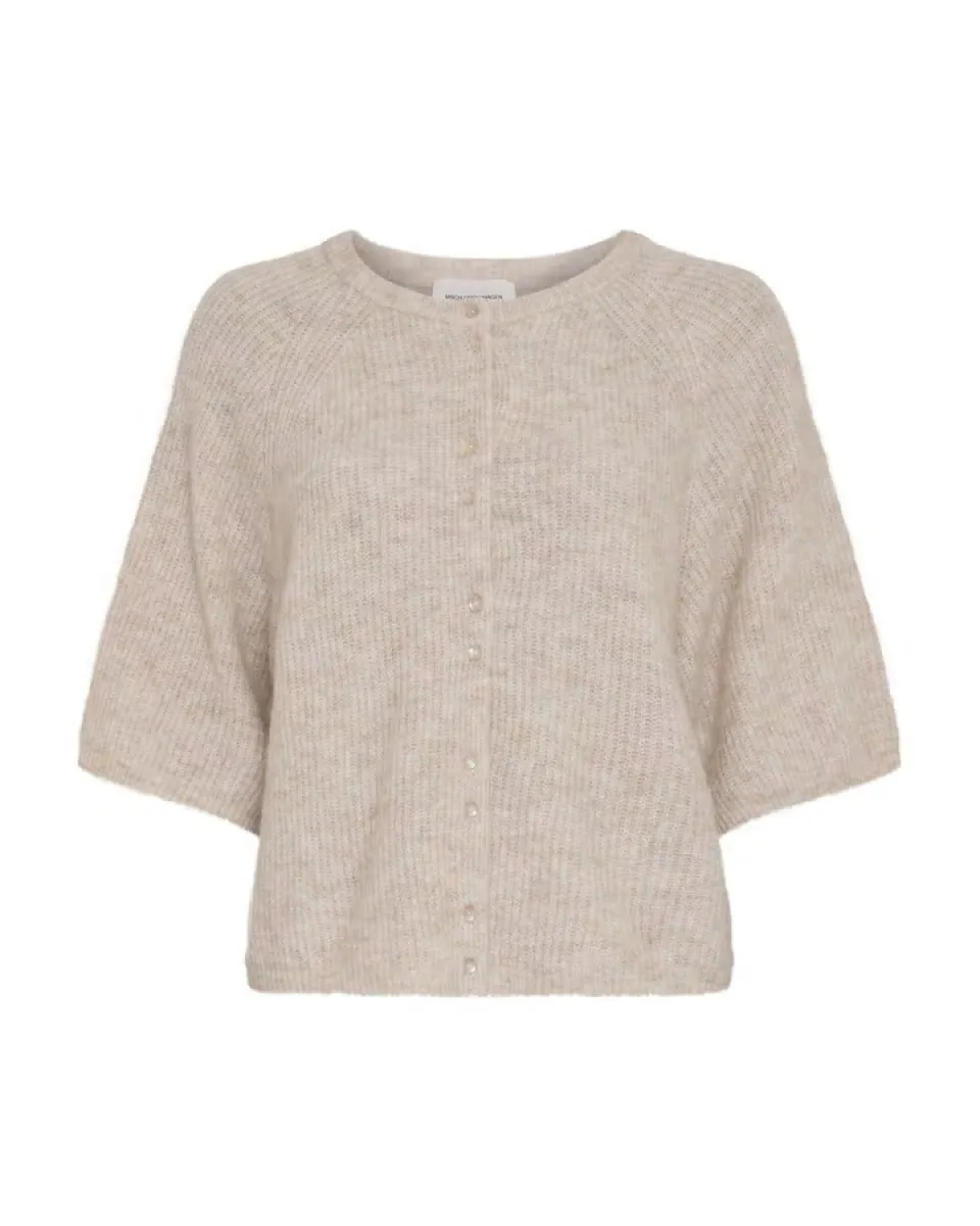 MOSS COPENHAGEN-Bondie Hope 2/4 Cardigan-19994-Oatmeal Melange-ZAND