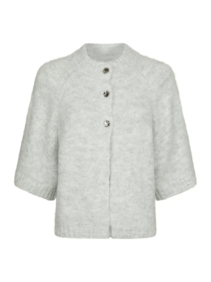 Neo Noir-Benuta Fluffy Knit Cardigan-165816-133 Grey Melange-GRIJS MELEE