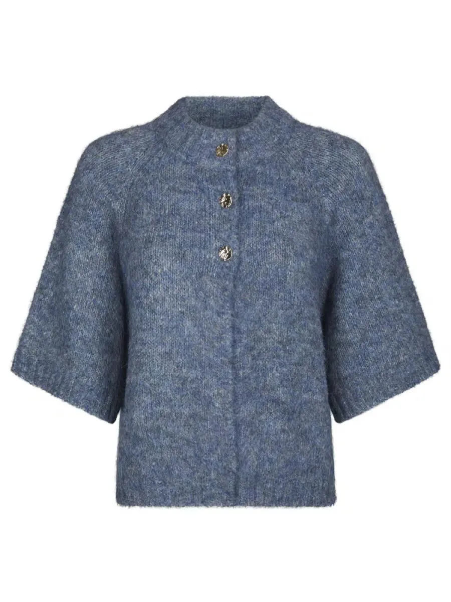 Neo Noir-Benuta Fluffy Knit Cardigan-165816-407 Smoke Blue-BLUE