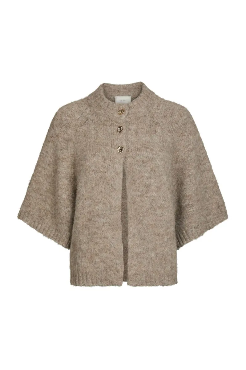 Neo Noir-Benuta Fluffy Knit Cardigan-165816-976 Beige Melange-BEIGE