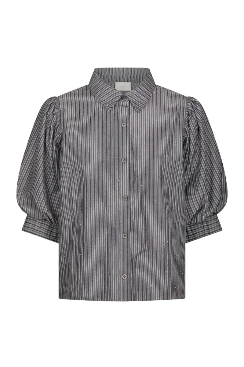Neo Noir-Etta Stripe B Shirt-169544-104 Dark Grey-GRIJS COMBINATIES