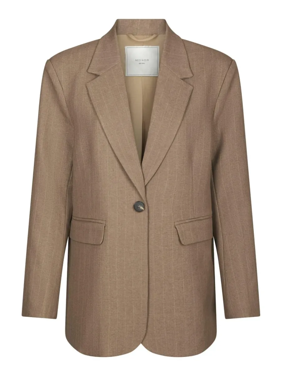 Neo Noir-Gaby Pinstripe Blazer-168204-214 Taupe-TAUPE