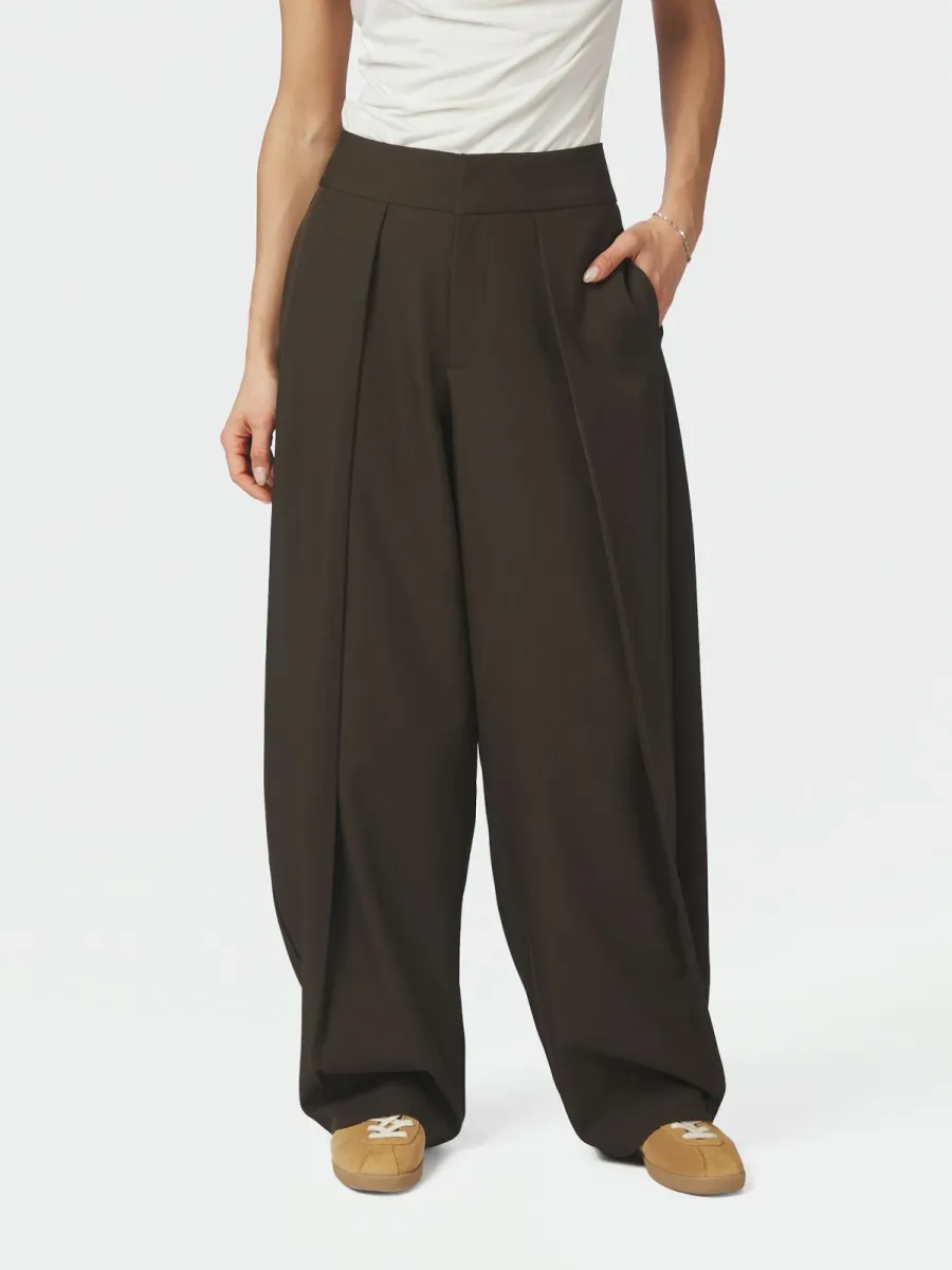 Neo Noir-Lucille Structure Pants-169655-676 Dark Brown-DONKER BRUIN