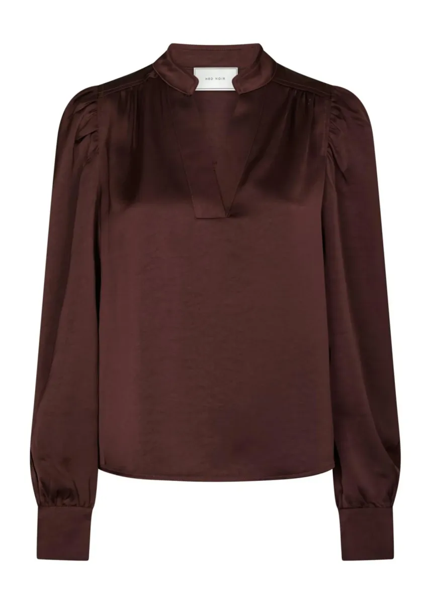 Neo Noir-Rosslynn Heavy Sateen Blouse-163769-174 Burgundy-BORDEAUX