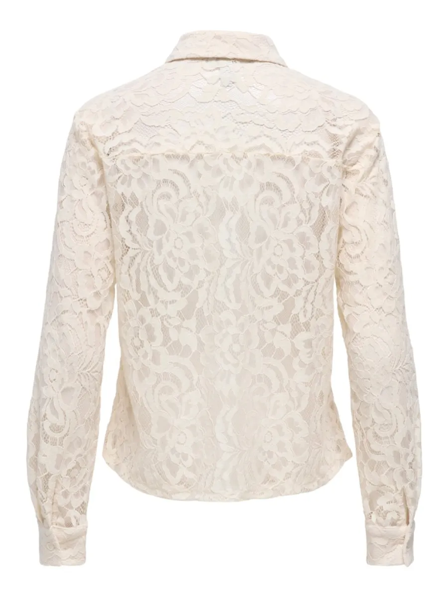 ONLY-ONLBIRUN L/S LACE SHIRT WVN-15380416-Birch-CREME