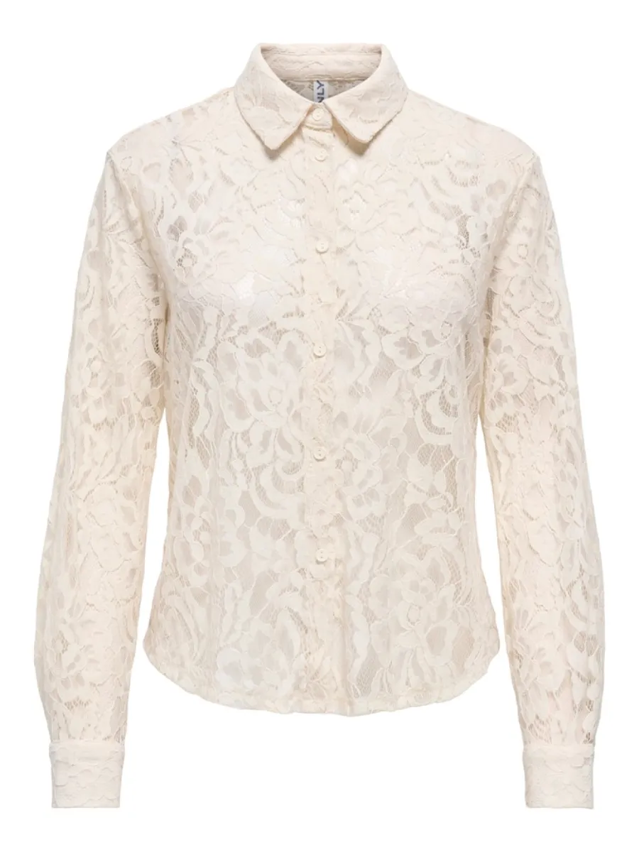ONLY-ONLBIRUN L/S LACE SHIRT WVN-15380416-Birch-CREME