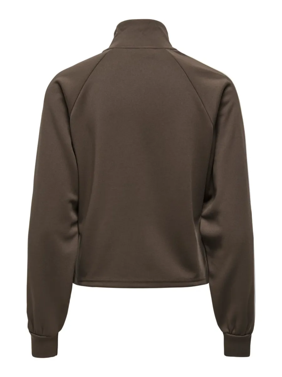 ONLY-ONLCAYLA ZIP NECK CC SWT-15377160-Bracken-CHOCOLADE